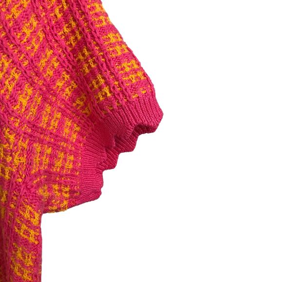 Free Assembly Sweater Dress Women's M Pink Orange Short Sleeve Woven V-Neck - Picture 6 of 14